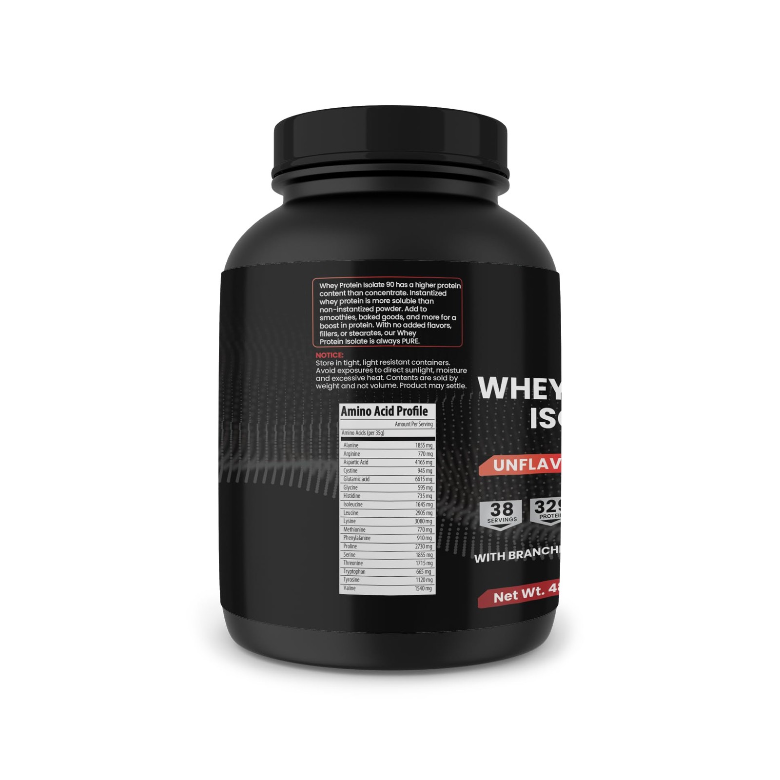 Whey Protein Isolate, 3 lb, Instantized, Unflavored