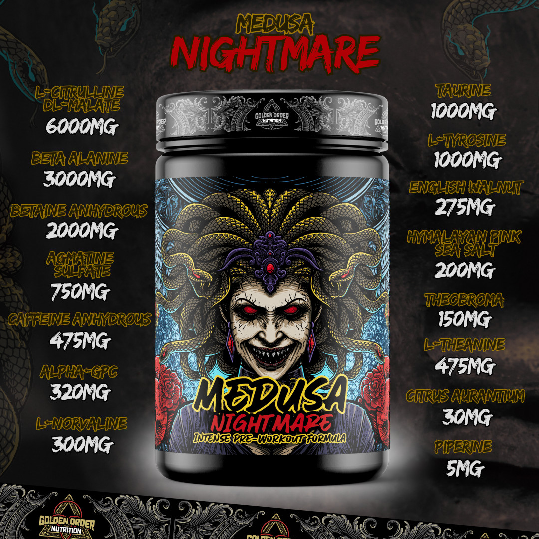 Golden Order Medusa Preworkout • Huge Pump • Focus • Energy • Power • Endurance
