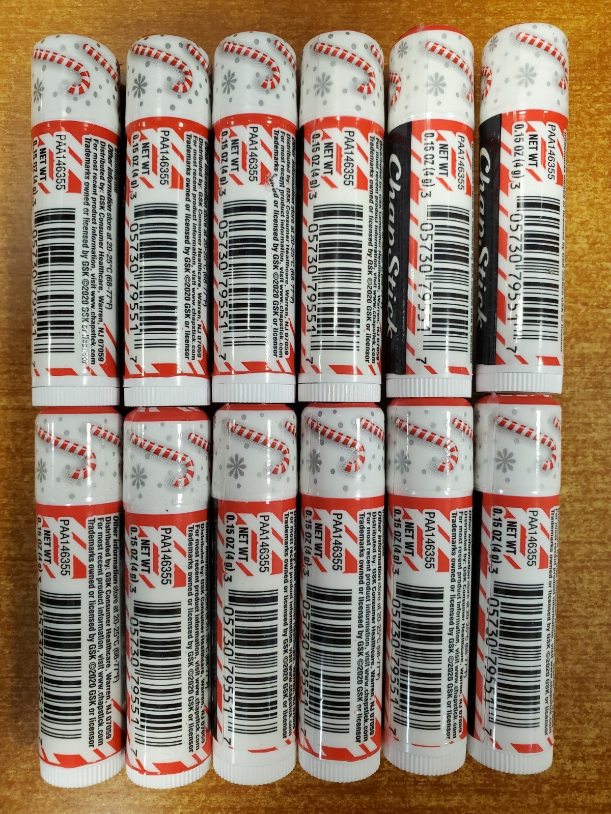 12 Pack: Chapstick Candy Cane Peppermint Lip Balm 0.15 oz. ea. NEW/SEALED (5517)