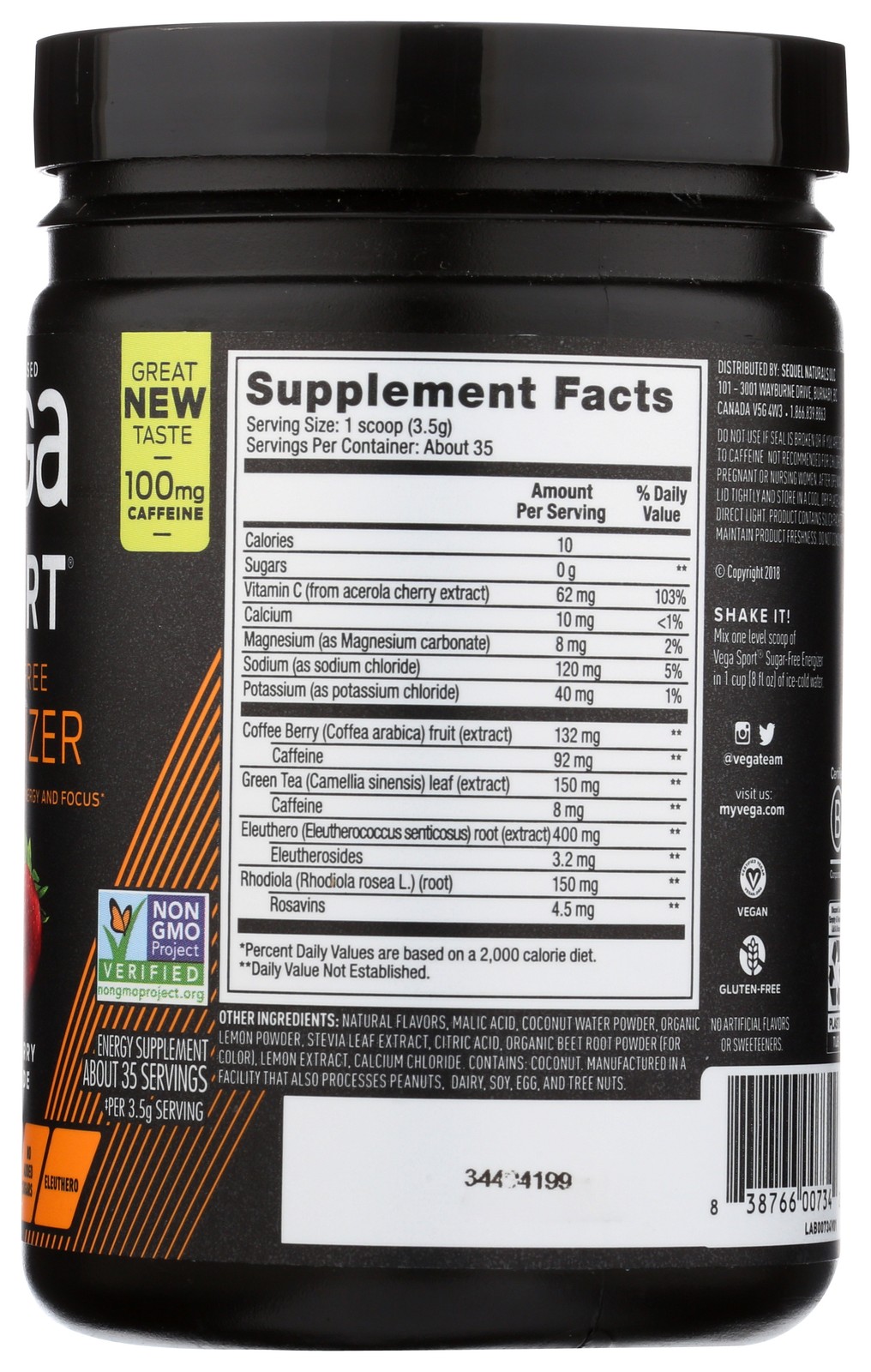 Vega Sugar-Free Sport Energizer Strawberry Lemonade 4.3 Oz 1 Pack