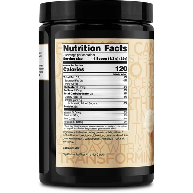 TransformHQ Whey Protein Isolate (WPI) Vanilla Flavored Powder – 7 Servings