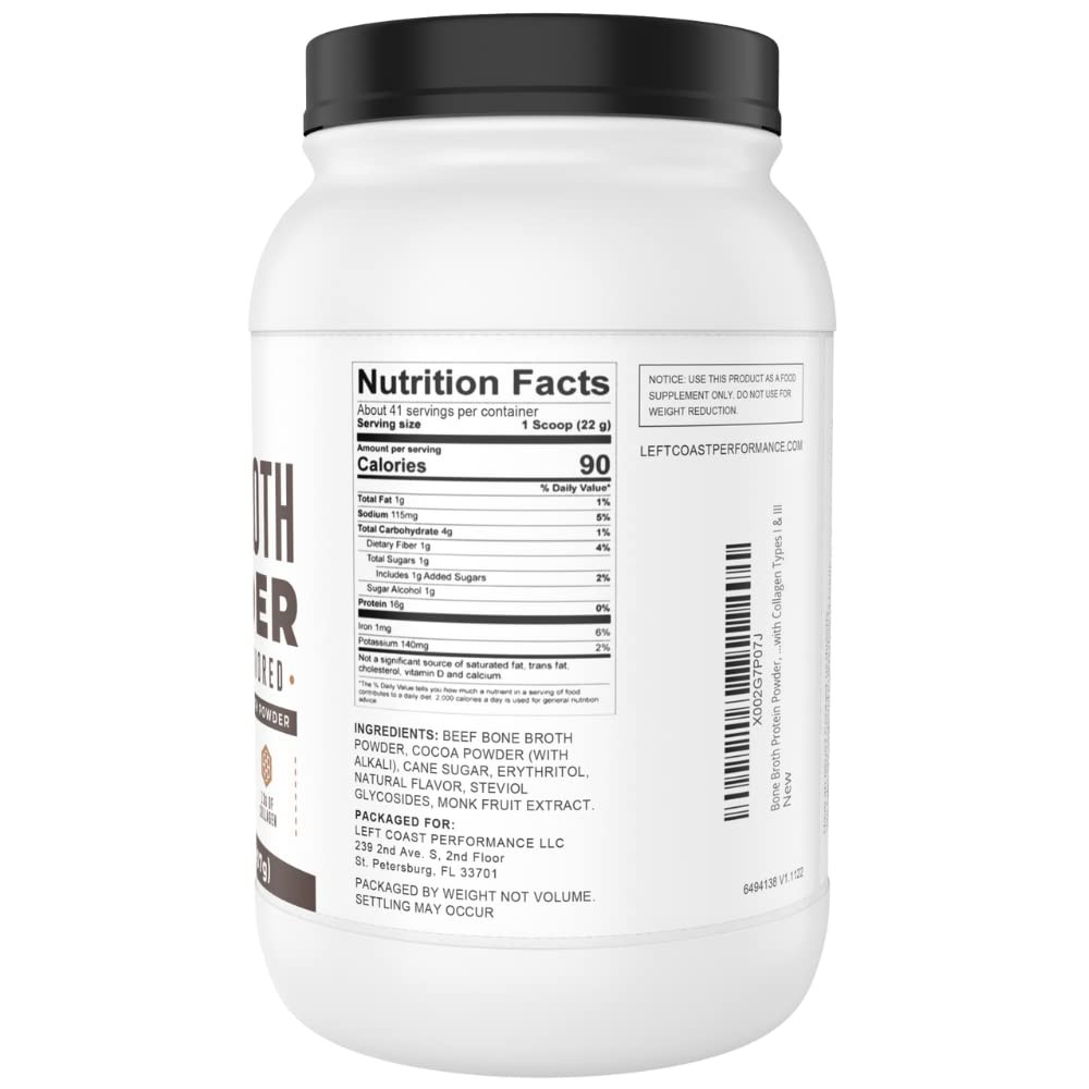 Chocolate Bone Broth Protein Powder 100% Grass Fed Beef Bone Broth with 16g …