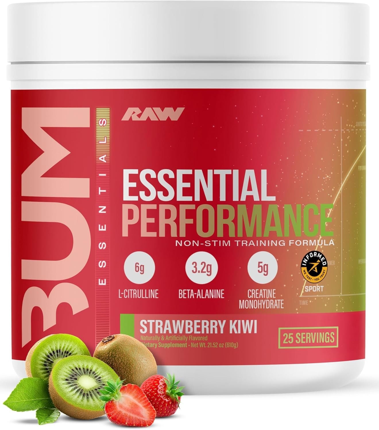 Strawberry Kiwi Essential Performance Powder – Non-Stim Pre-Workout for Strength