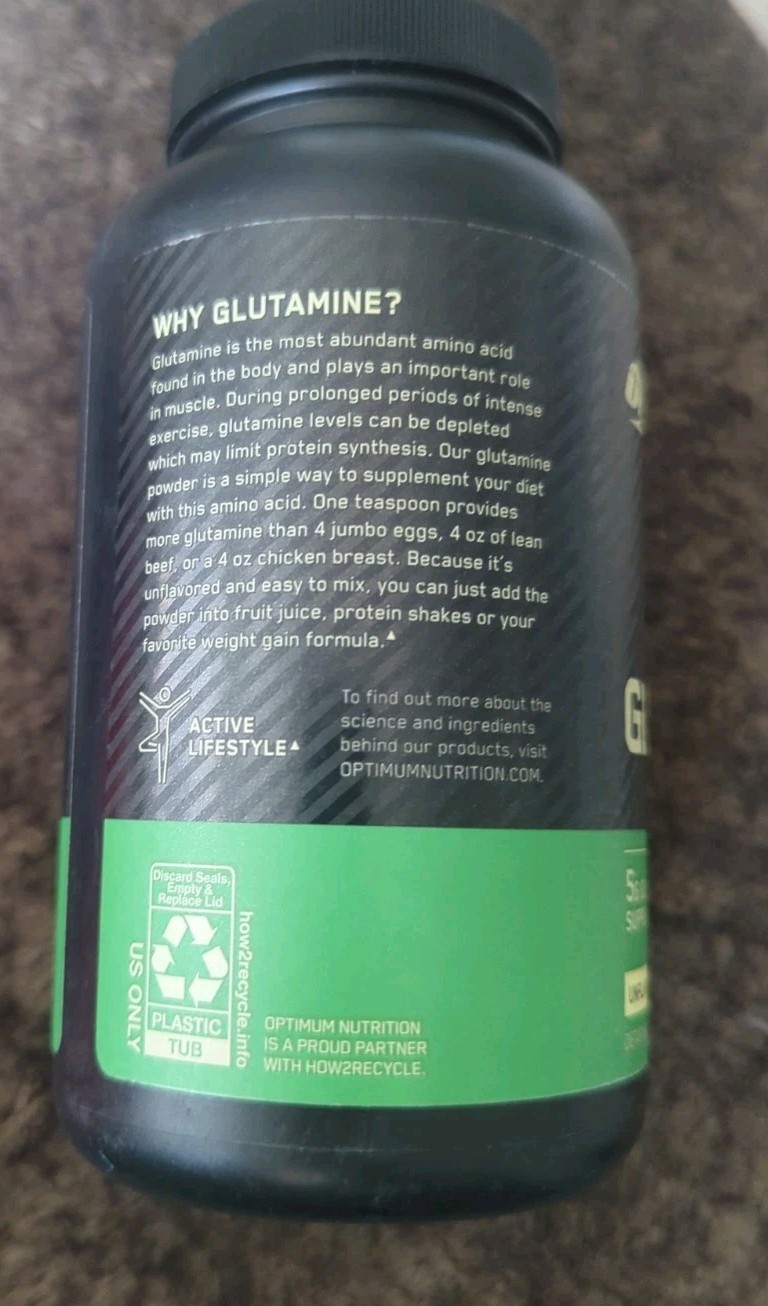 Optimum Nutrition Glutamine Powder Unflavored 10.58 oz 300 g Exp 05 12 2028