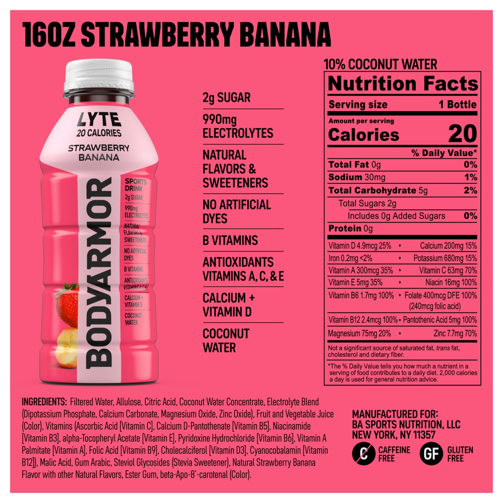 BODYARMOR Lyte Sports Drink Low-Calorie Beverage, 16 Ounce (Pack of 12)