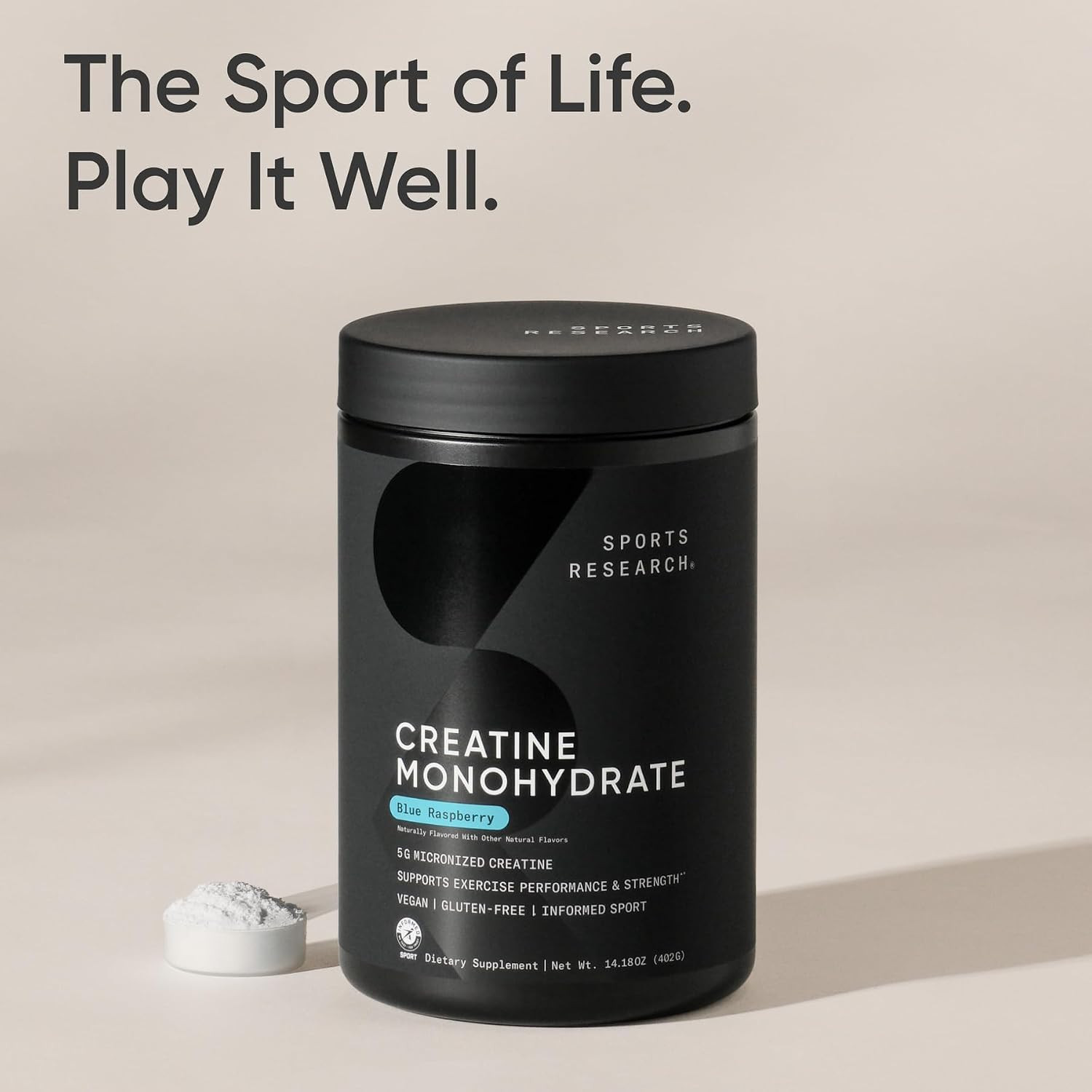 Sports Research® Creatine Monohydrate Powder 5G, Blue Raspberry (14.18Oz) | Gain