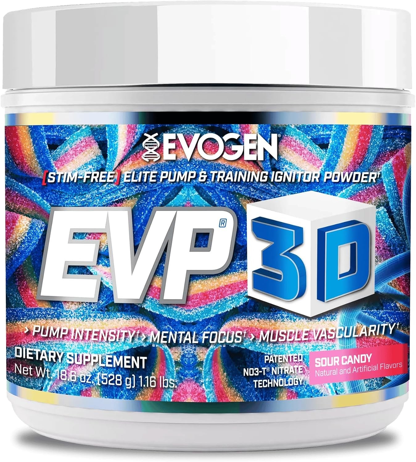 Evogen EVP 3D Stim Free Pre Workout 40 Servings Sour Candy Beta Alanine
