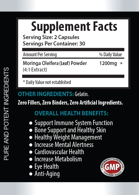 Antioxidant miracle – MORINGA OLEIFERA 1200 – Cardiovascular – 2 Bottles