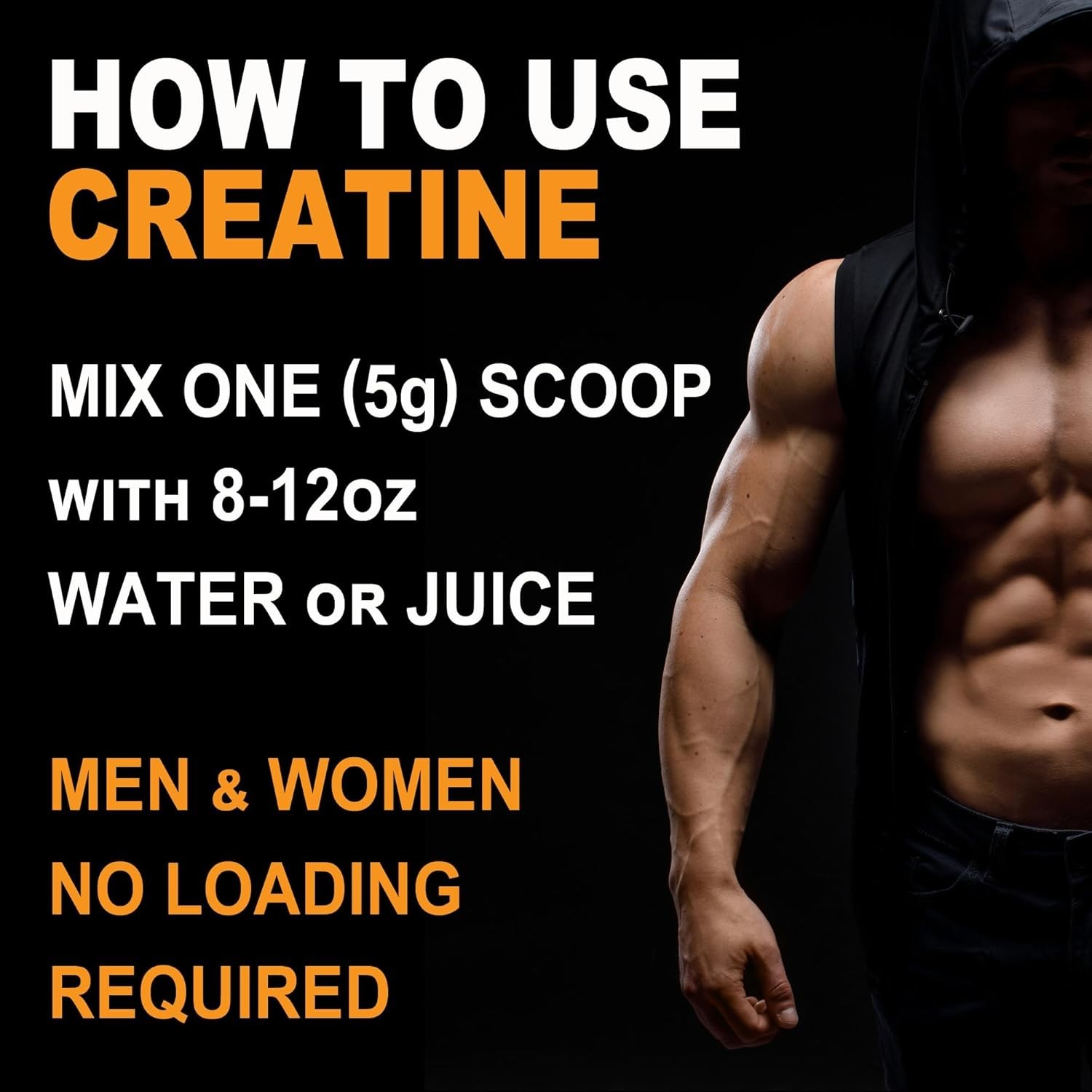 Pure Creatine Monohydrate Powder, 500g Unflavored, 5g Per Serving, Lab Tested