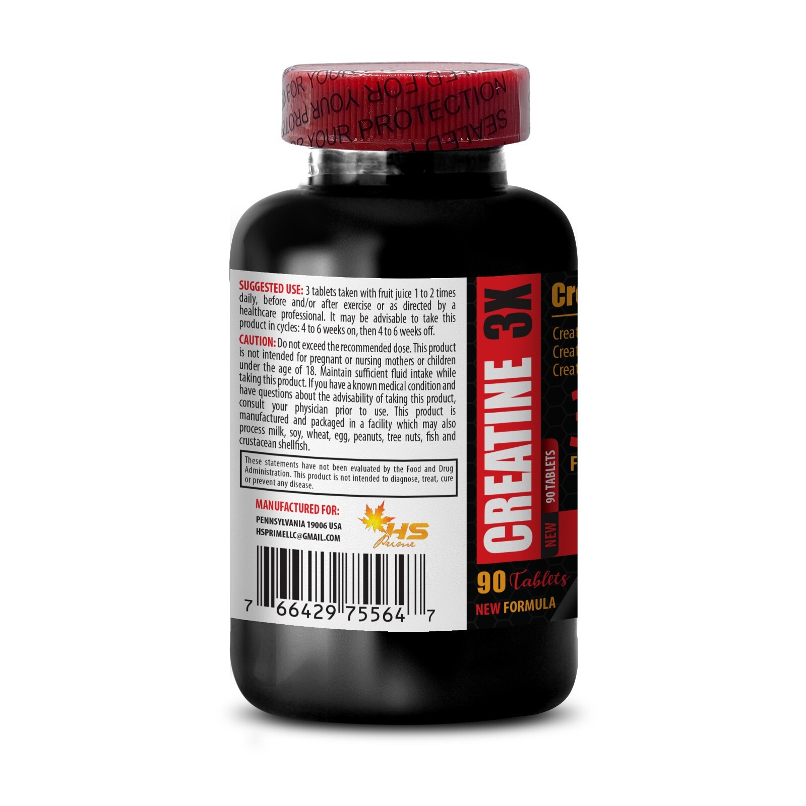 Blend Creatine Monohydrate – CREATINE 3X – Enhanced 3 Bottle 270 Tablets