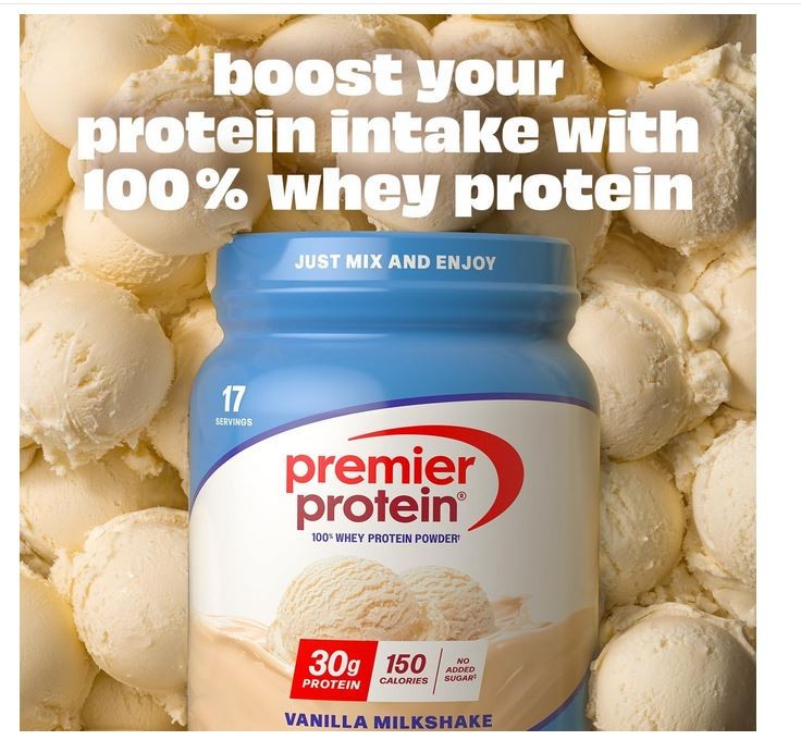 Premier Protein Powder, Vanilla Milkshake 23.3 oz (17 Servings)