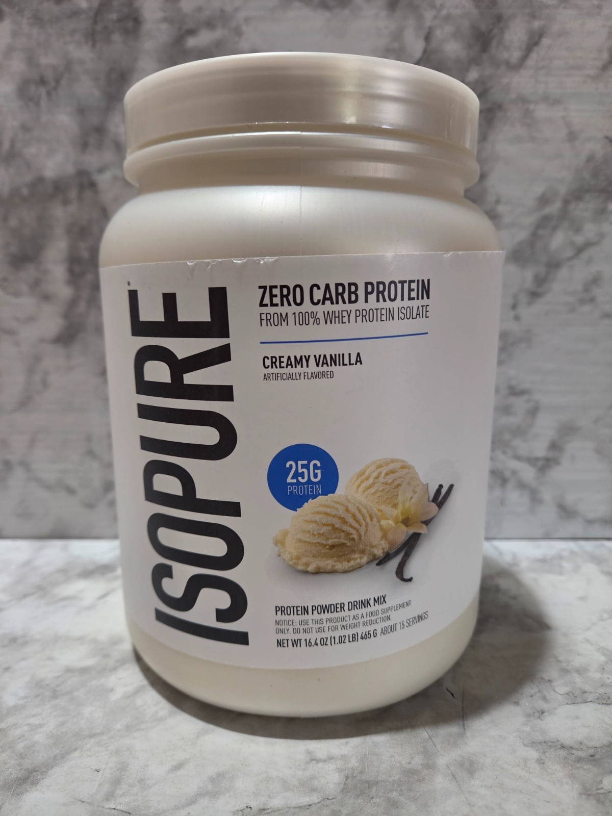 Isopure Zero Carb 25g Protein Powder Whey Creamy Vanilla 16.4 OZ 1/2028