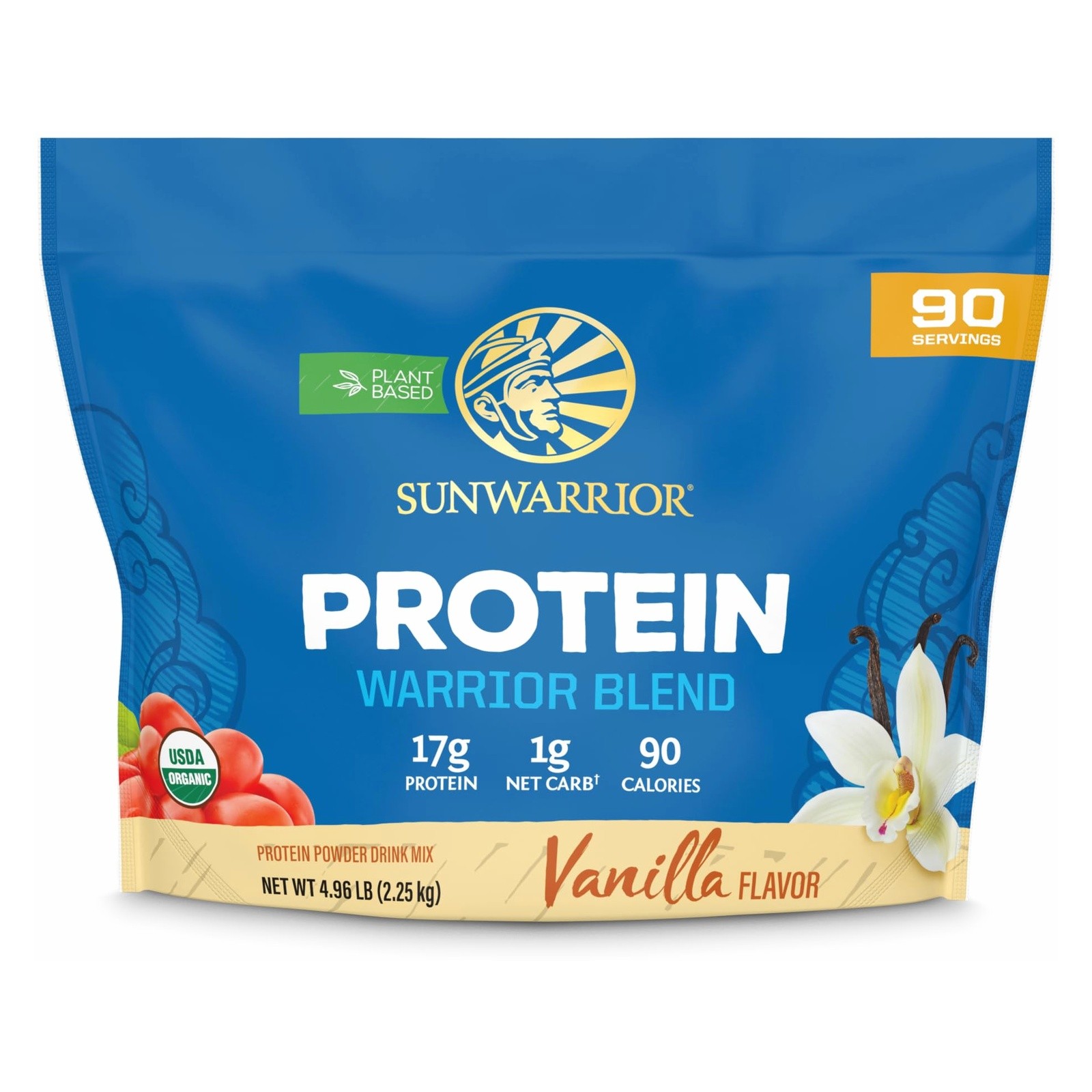Sunwarrior Organic Vegan Protein Powder Vanilla w BCAA & Hemp Seed Blend 90 serv