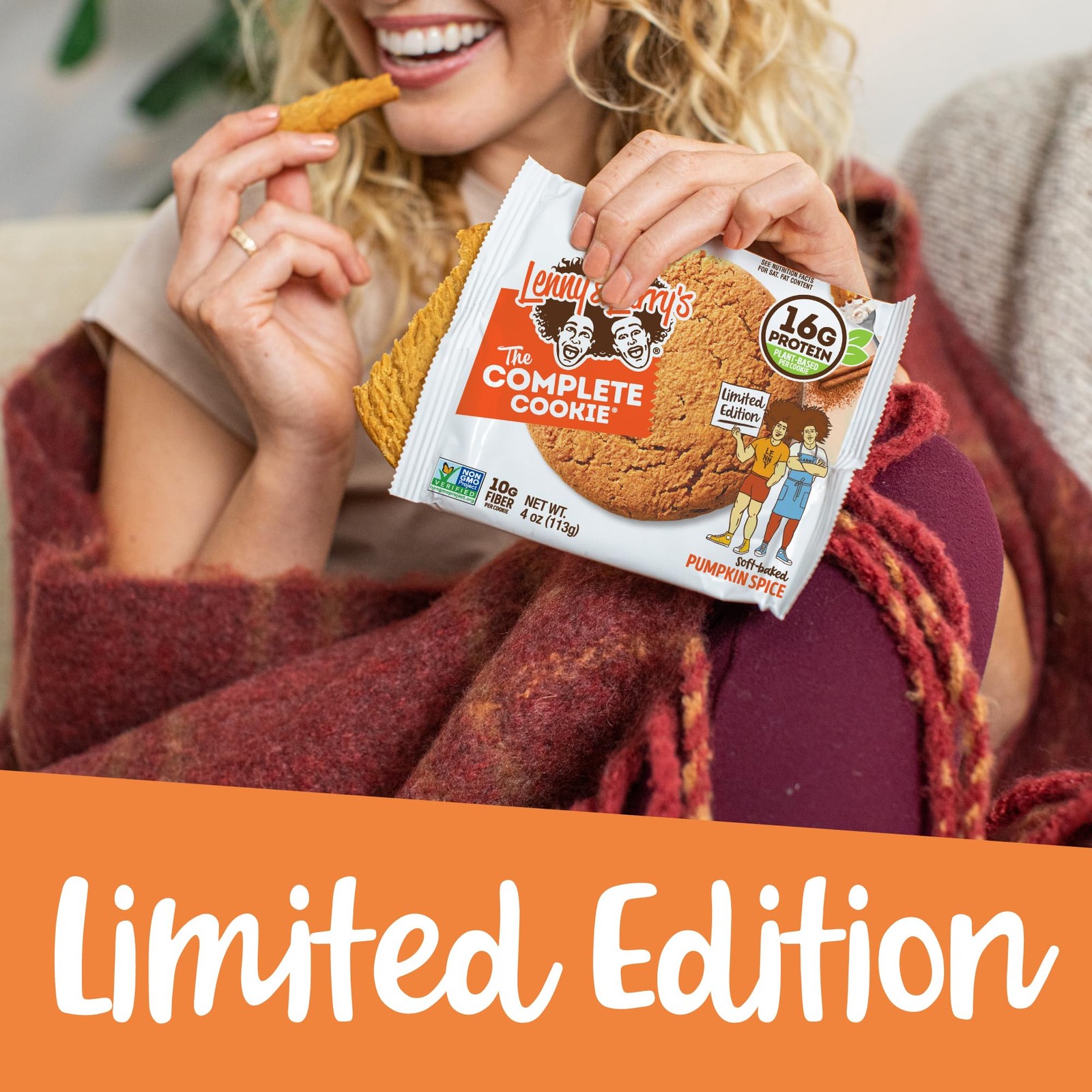 Lenny & Larry’s Complete Protein Cookie Pumpkin Spice Chewy Soft Baked 16g Plant