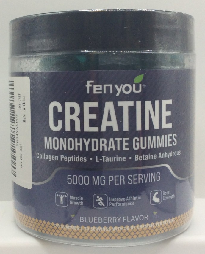 FENYOU Creatine Monohydrate Gummies 5000mg, BCAA Collagen, Blueberry, 09/2027