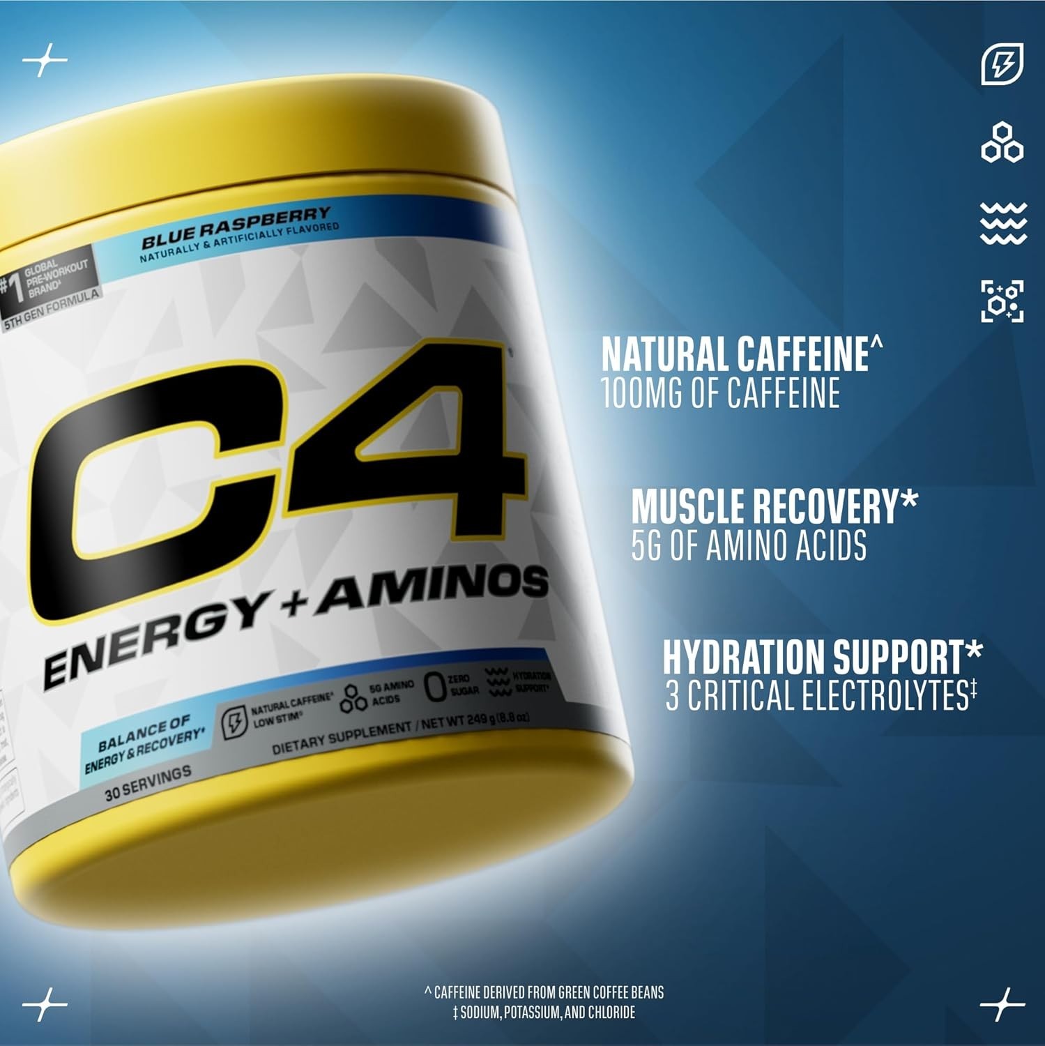 Boost Energy & Muscle Recovery with C4 Energy + Aminos – 30 Servings, Zero Sugar