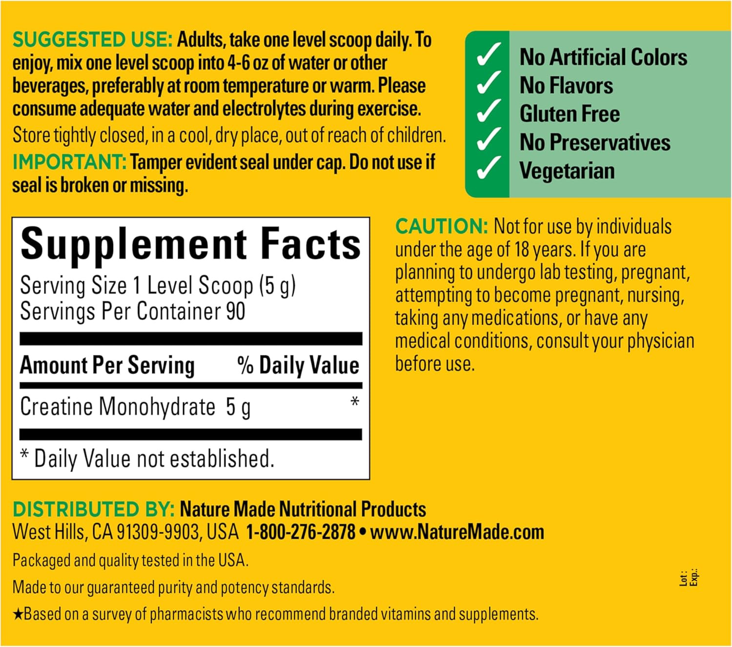 Nature Made Micronized Creatine Monohydrate Powder 450g Muscle Pack of 6 Bulk