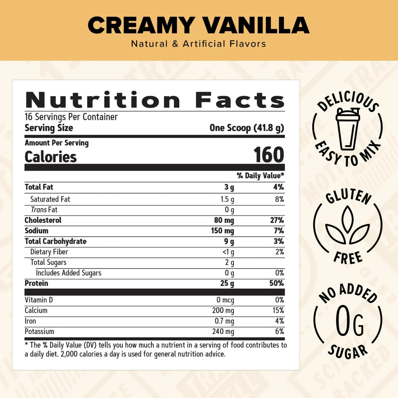 GNC Live Well Whey Protein Powder 25g Creamy Vanilla, GF, No Sugar, 16 servings