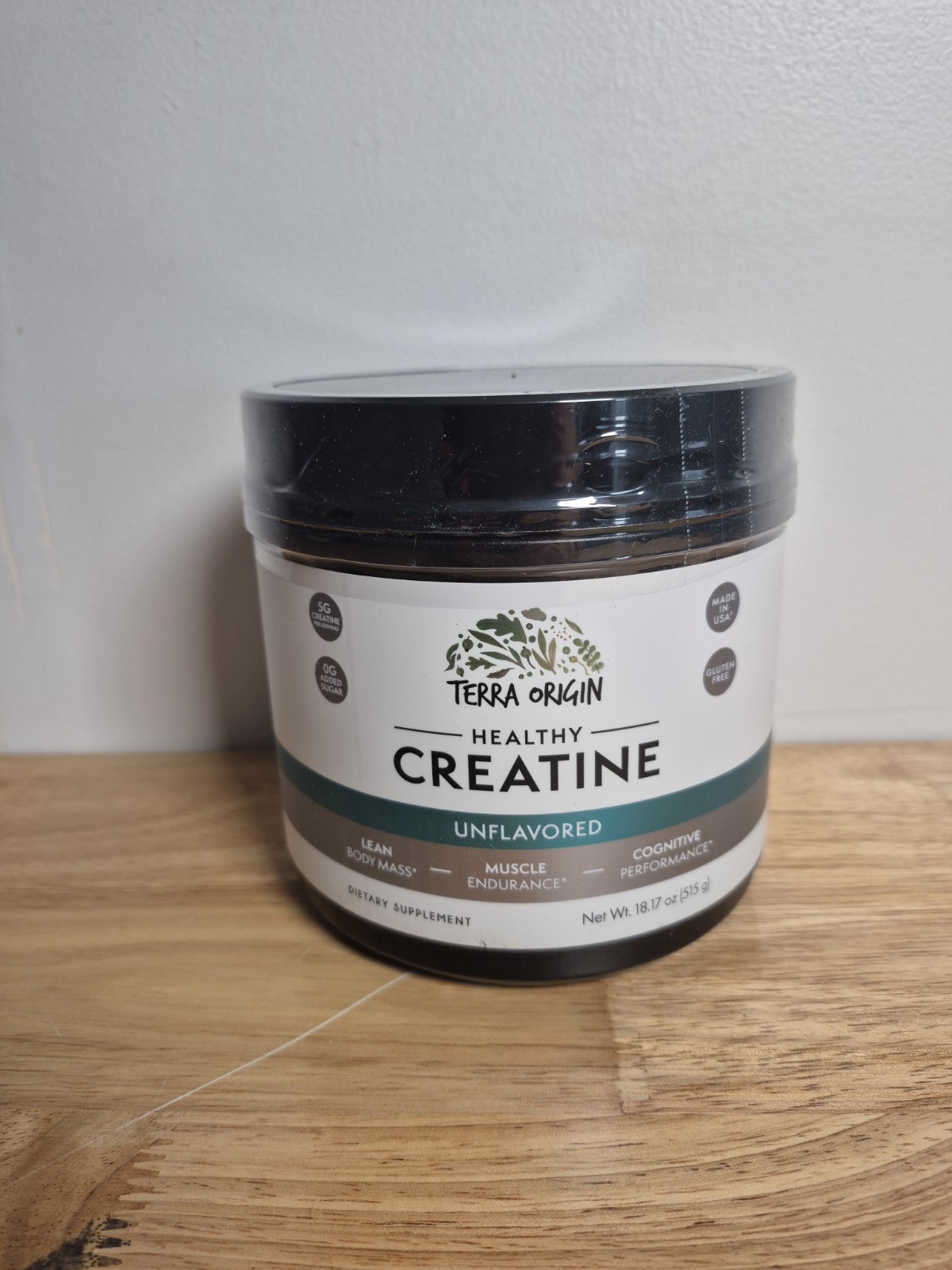 TERRA ORIGIN Creatine Monohydrate Powder Unflavored 100 Servings Gluten Free