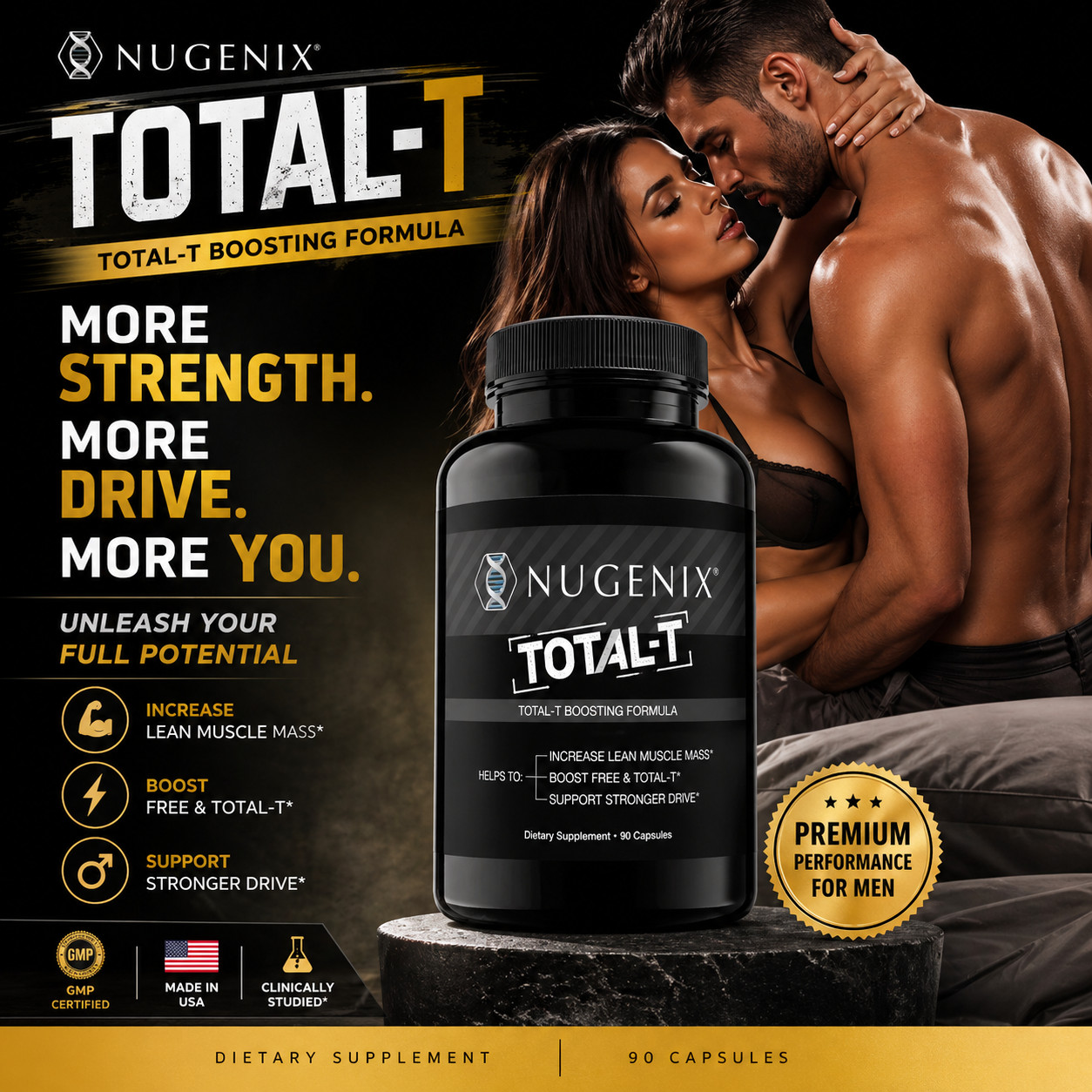 Nugenix Total-T Testosterone Booster – 90 Capsules- Expiration 12/2026