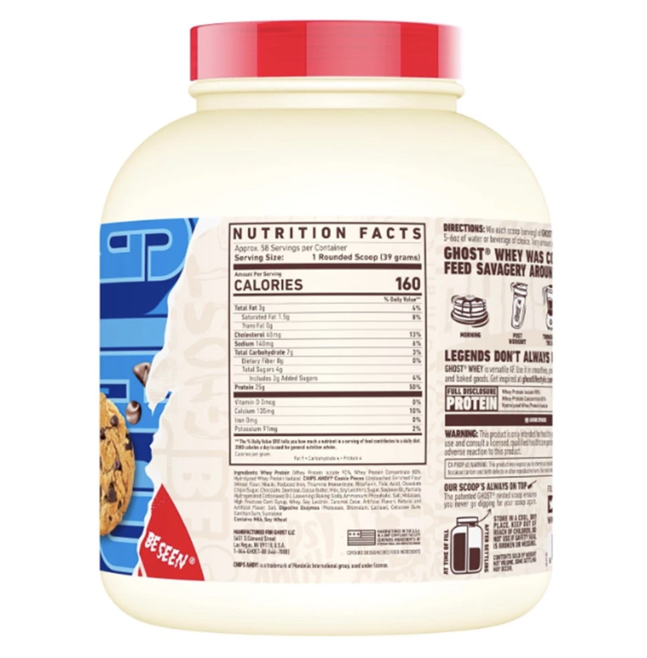 Ghost Whey Protein Chips Ahoy! 58 Servings, 5lb – 160 Cal, 25g Protein Exp 6/27
