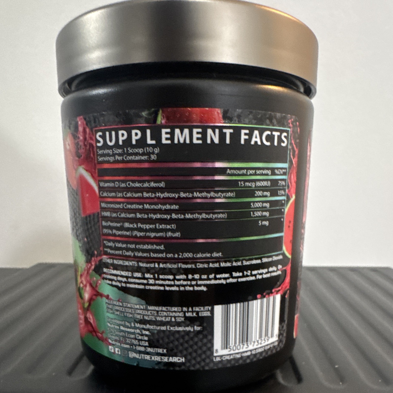 Nutrex Research Creatine + HMB Powder Strawberry Watermelon 300g 30 Serv 03/2029