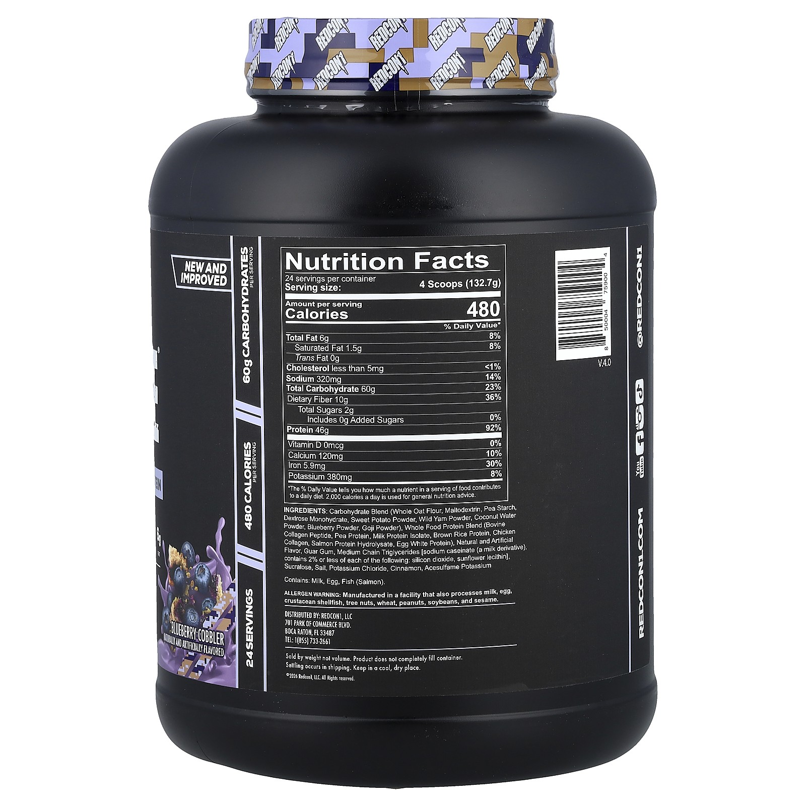 MRE, Whole Food Protein, Blueberry Cobbler, 7.16 lb (3,250 g)