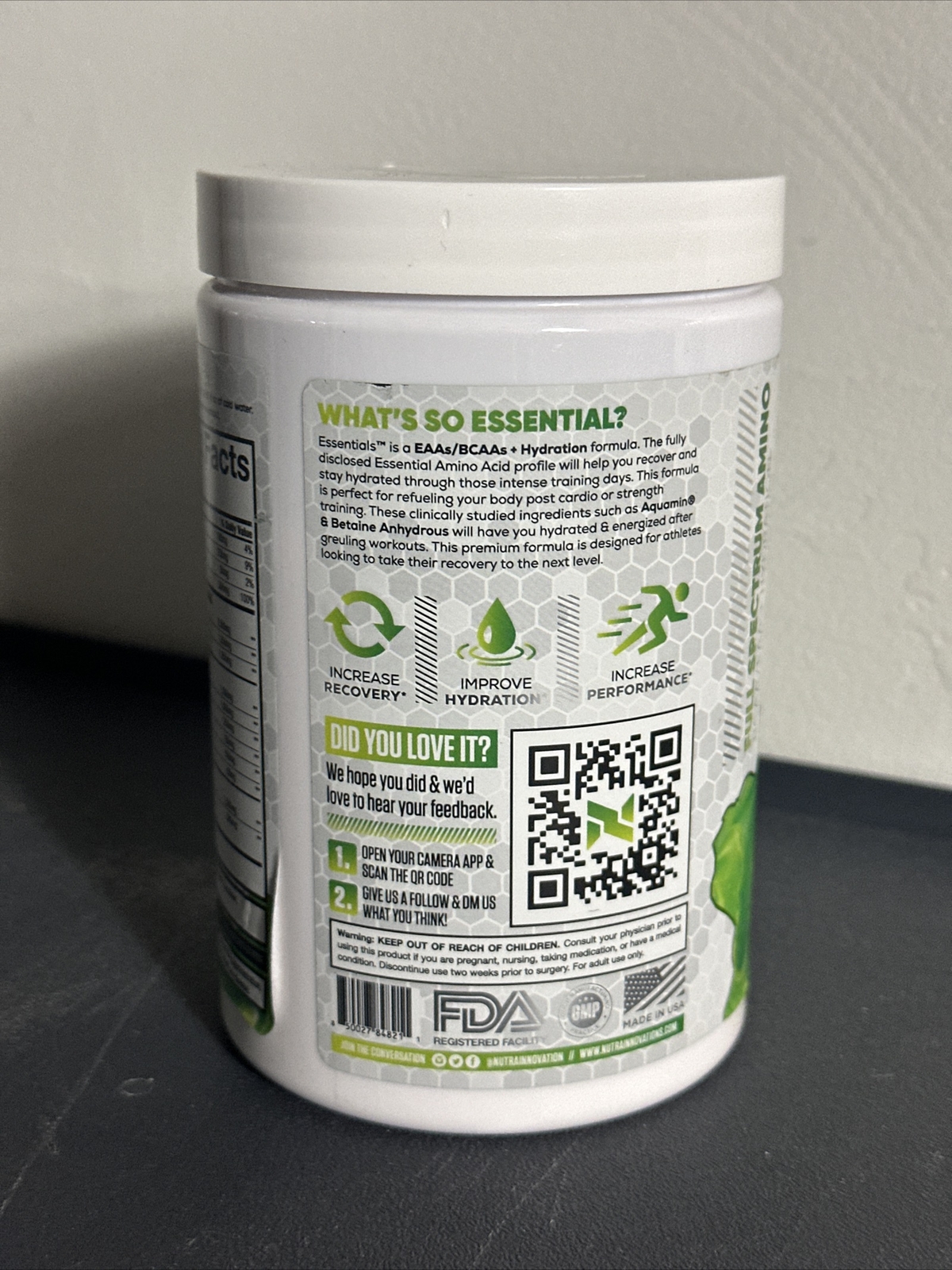 NUTRA INNOVATIONS Essentials Amino Hydration Candy Green Apple Read Clearance!