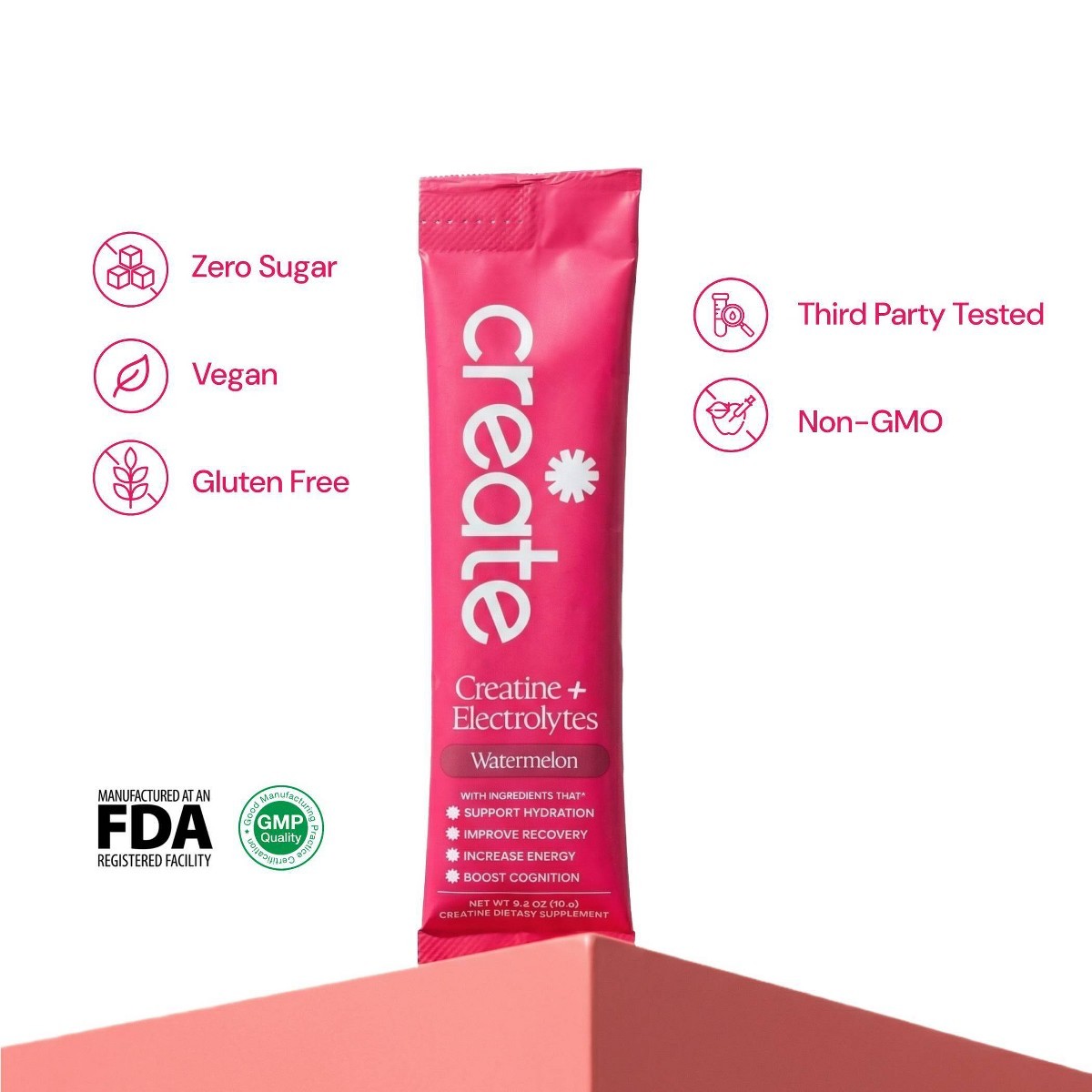 Create Wellness Creatine + Electrolytes Mix Monohydrate Stick Packs NSF 12ct