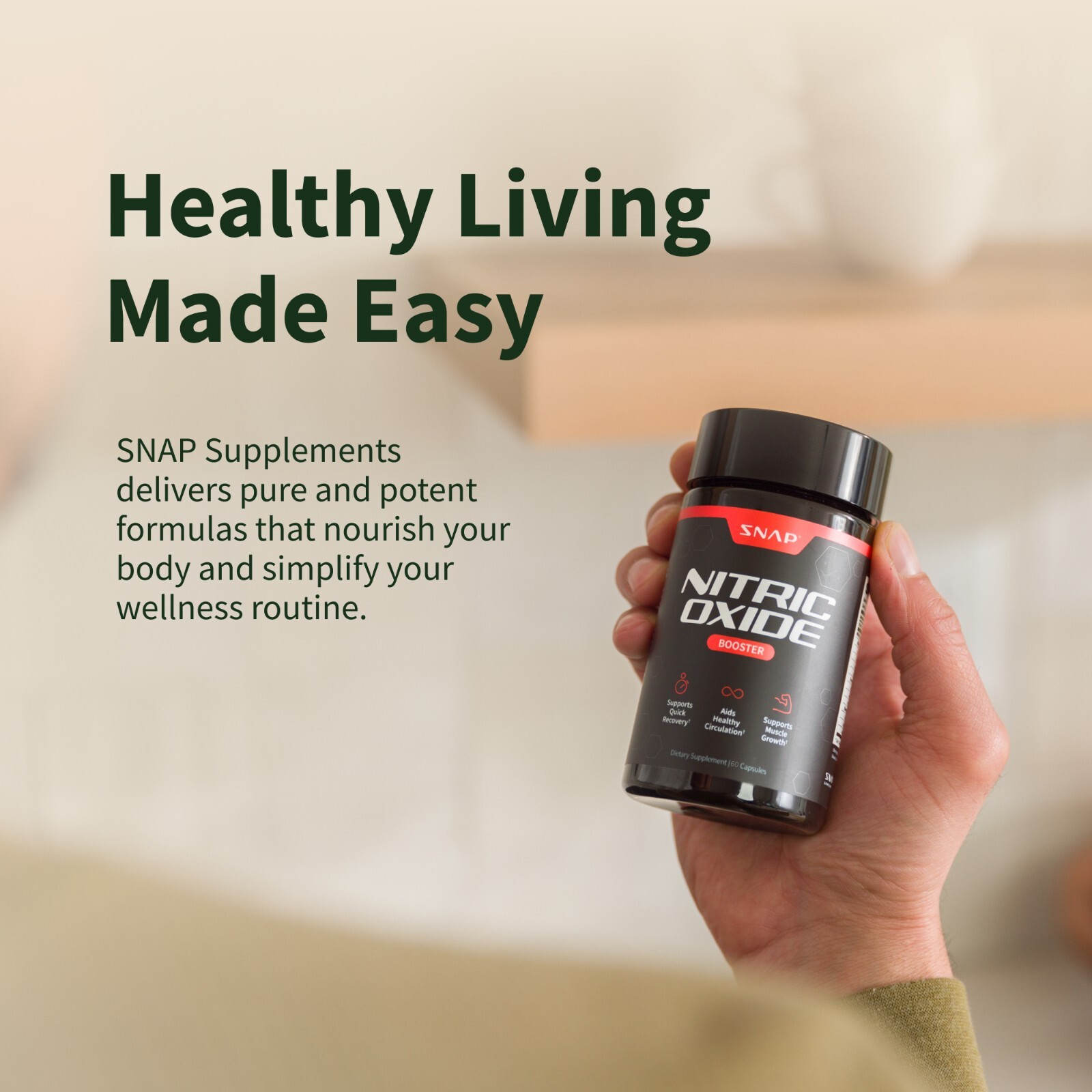 Nitric Oxide Natural Booster Supplement – L-Arginine, L-Citrulline 1500mg – 60ct
