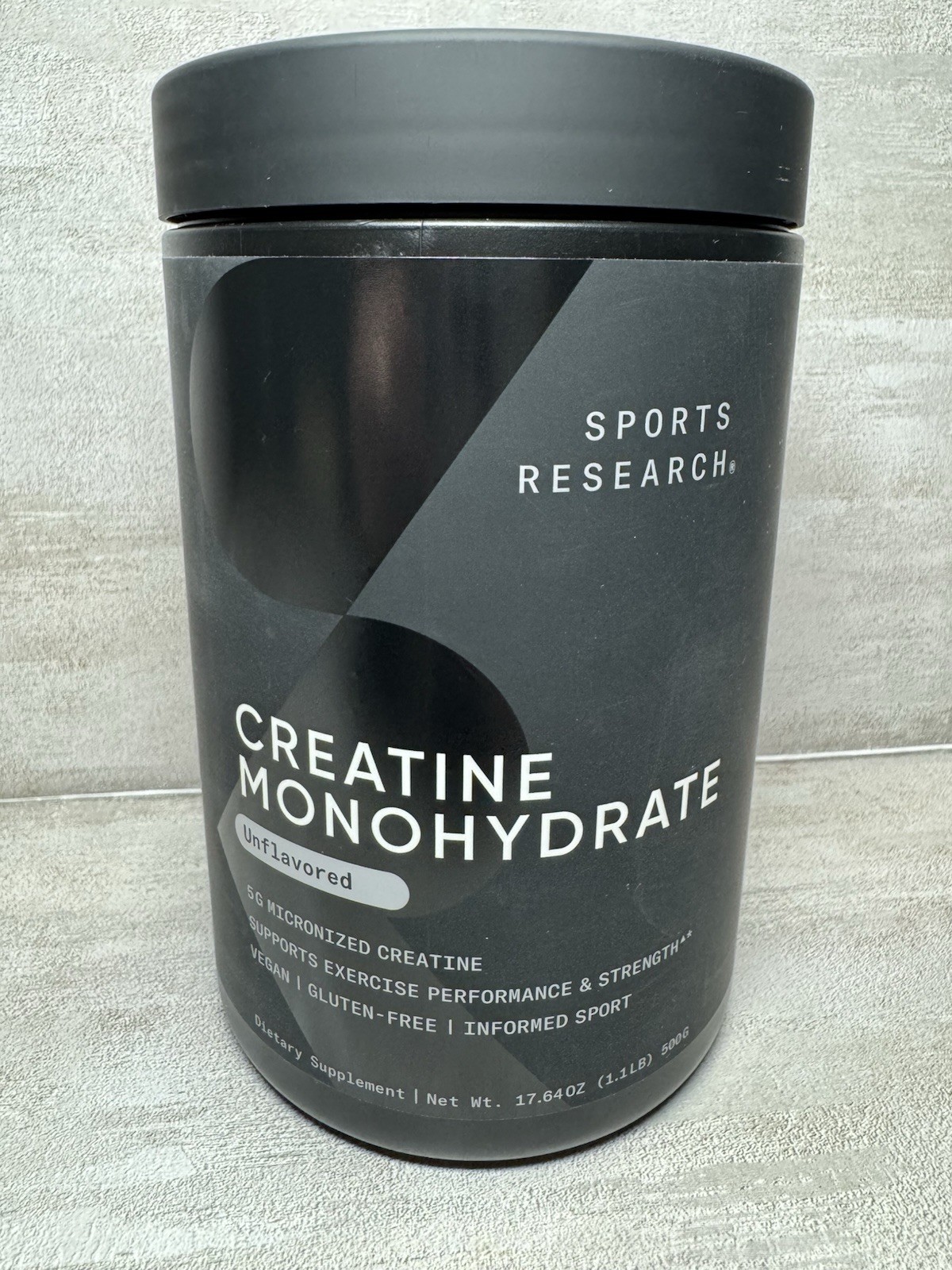 Sports Research Creatine Monohydrate Powder Unflavored 17.64oz Vegan Gluten-Free