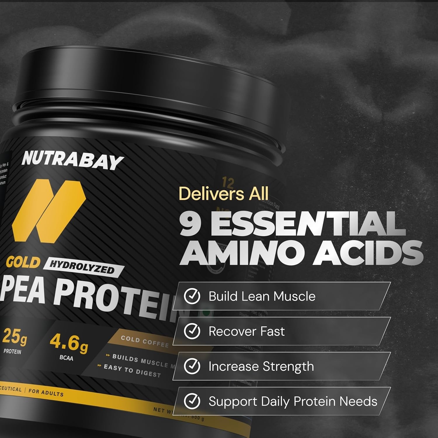 Pea Protein Powder 25g Protein , 4.6g BCAA, 5g Fiber | Cold Coffee , 12 Servings
