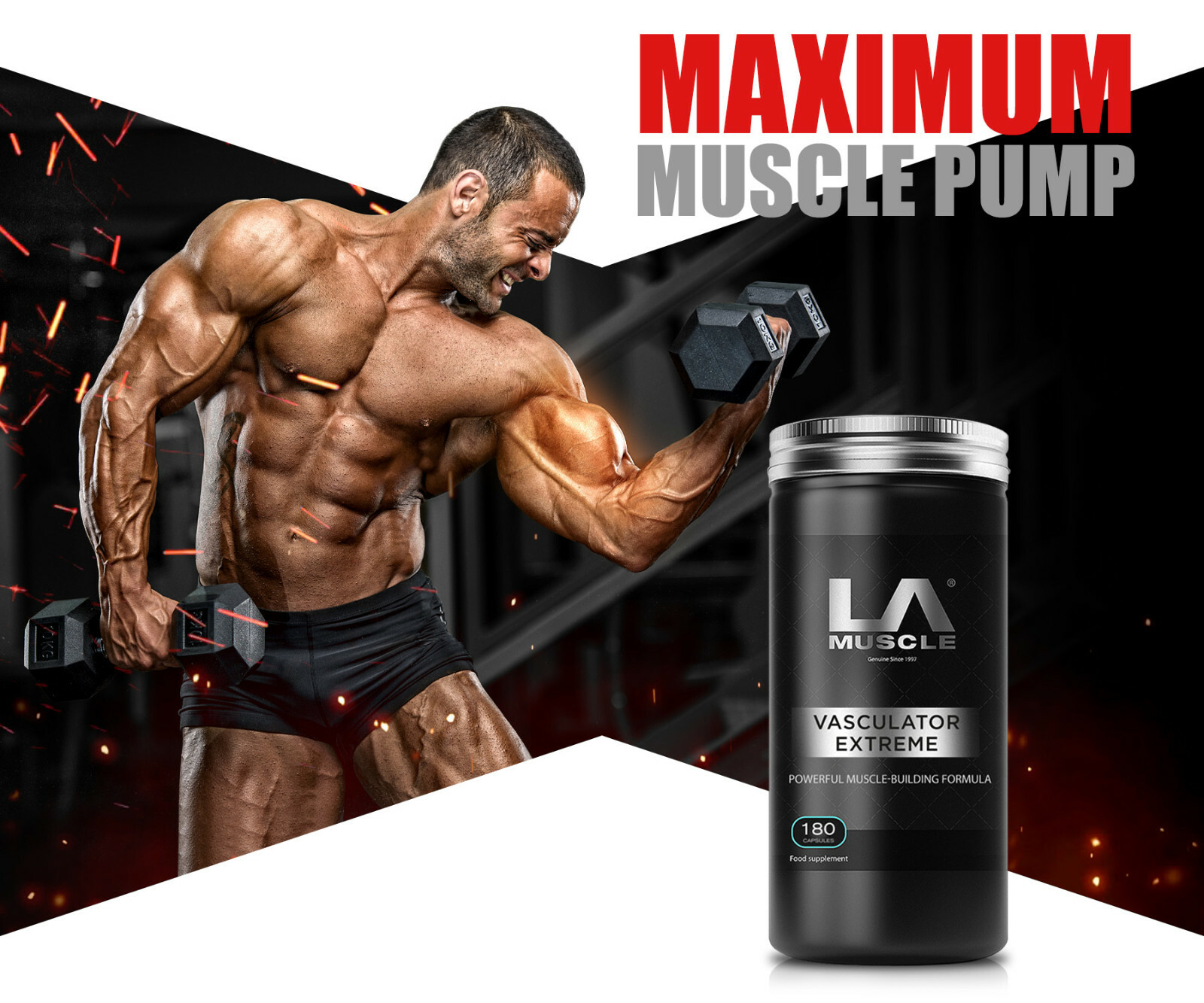 LA MUSCLE Vasculator EXTREME – Instant Muscle Strength Boost Pre / Intra Workout