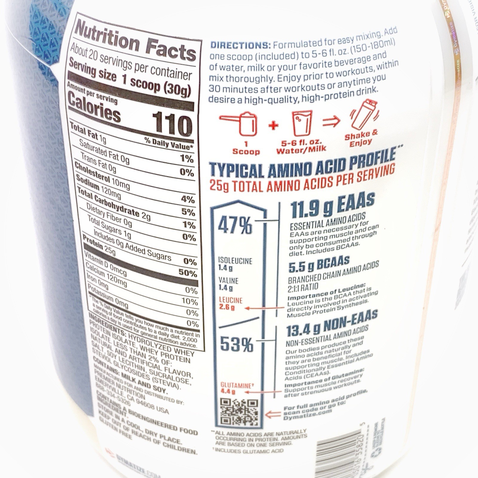 DYMATIZE ISO100® Hydrolyzed Protein Powder 100% Whey Protein Isolate 20 Servings