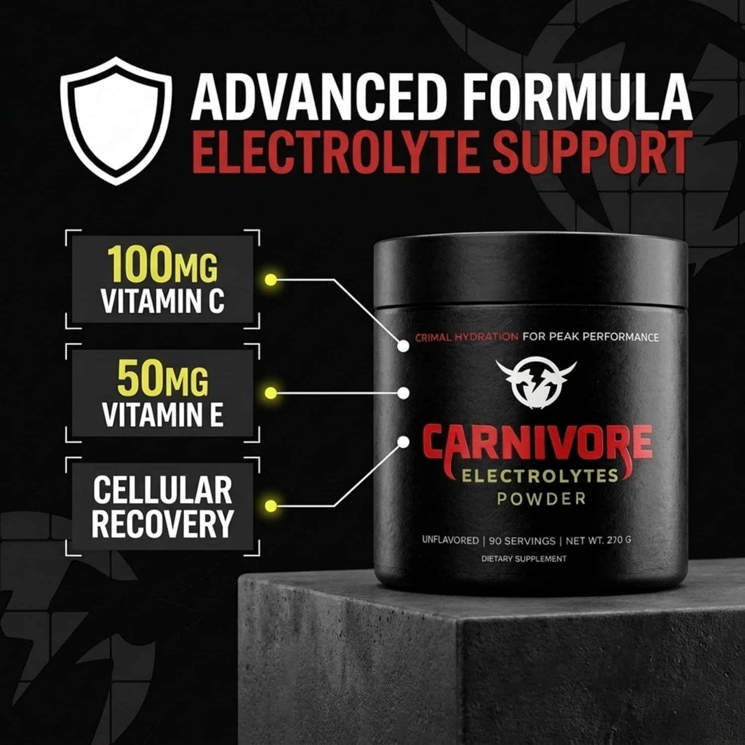 Carnivore Electrolytes Unflavored Keto Electrolytes Powder, 90 Servings – Daily