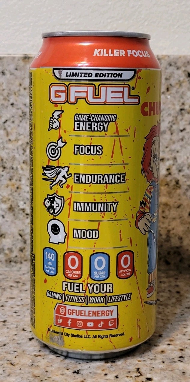 CHUCKY GOOD GUYS G FUEL Energy Drink Full Can 16 OZ BB 08/24/26 LIMITED EDITION