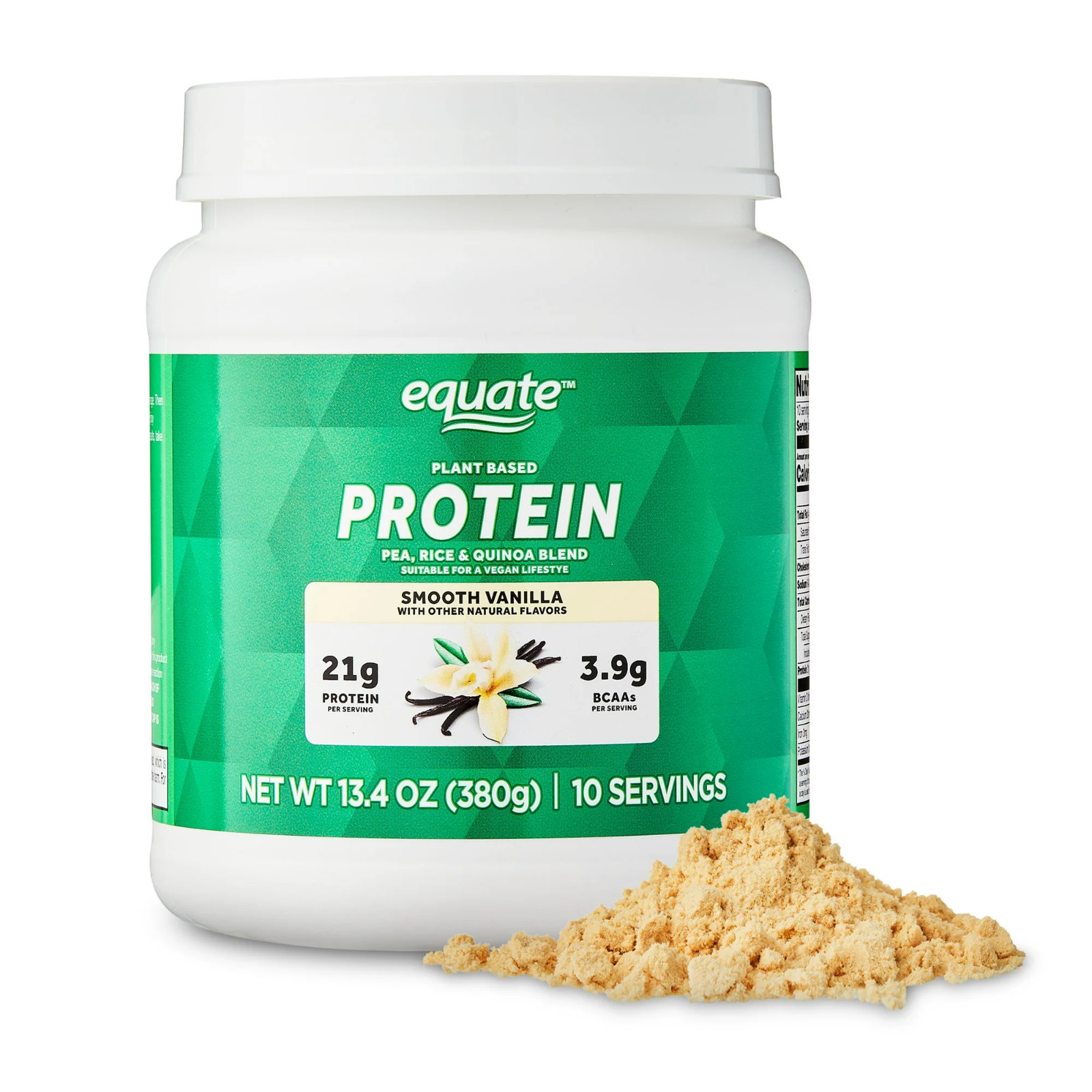 Equate Plant-Based Protein Powder Smooth Vanilla 13.4 oz Vegan Supplement
