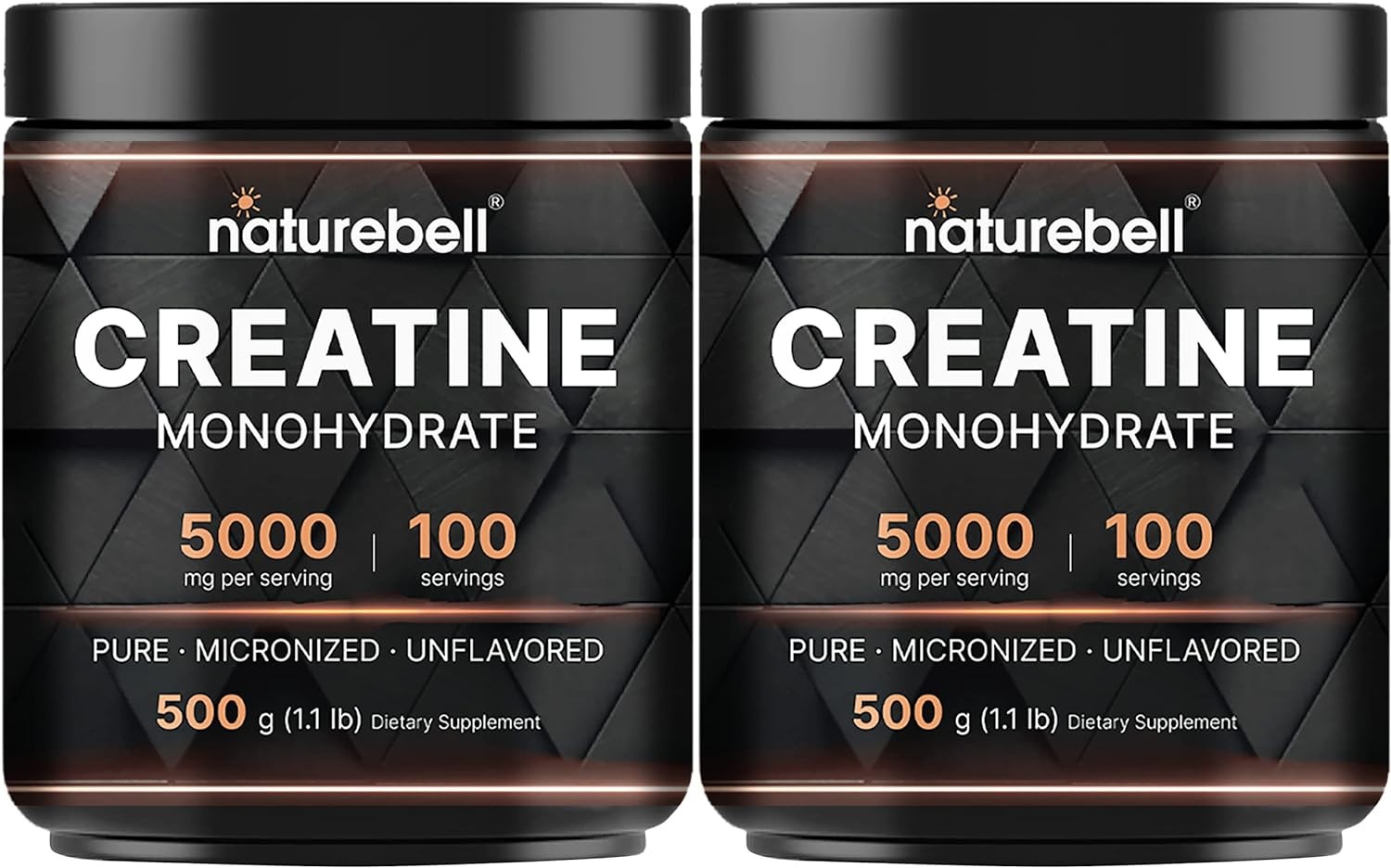 NatureBell 2 Pack Creatine Monohydrate Powder 500g, 1.1 Pound (Pack of 2)