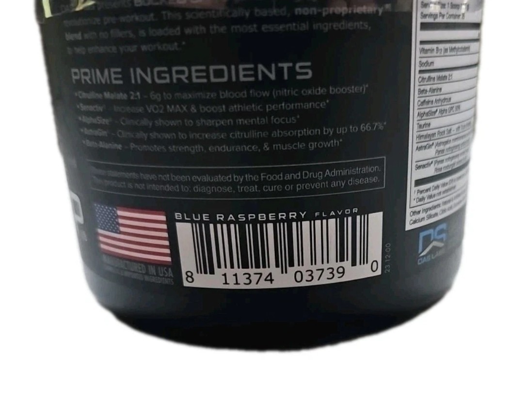 Bucked Up Pre-Workout Energy Pump Powder 25 Servings – Blue Raz – Size: 9.3 oz