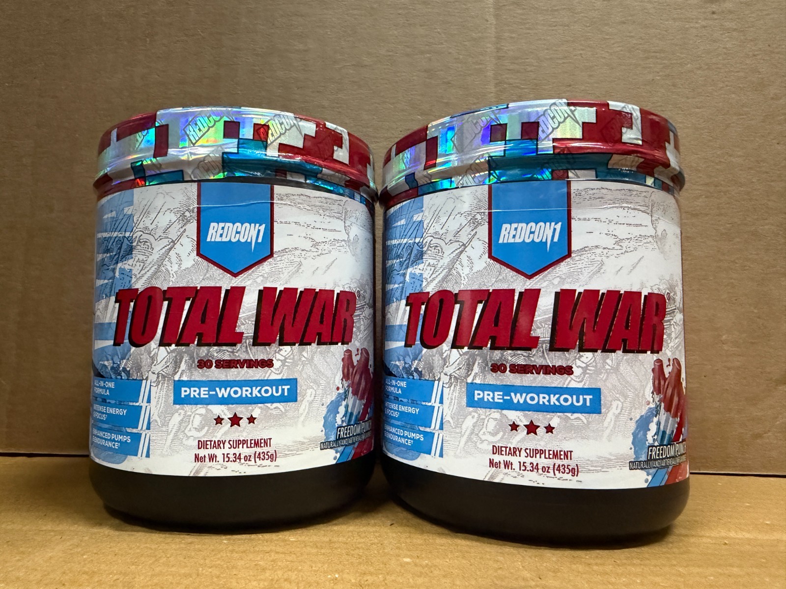 2 PACK REDCON1 TOTAL WAR FREEDOM PUNCH PRE Workout 60 Serv Free Ship 2027 Expiry