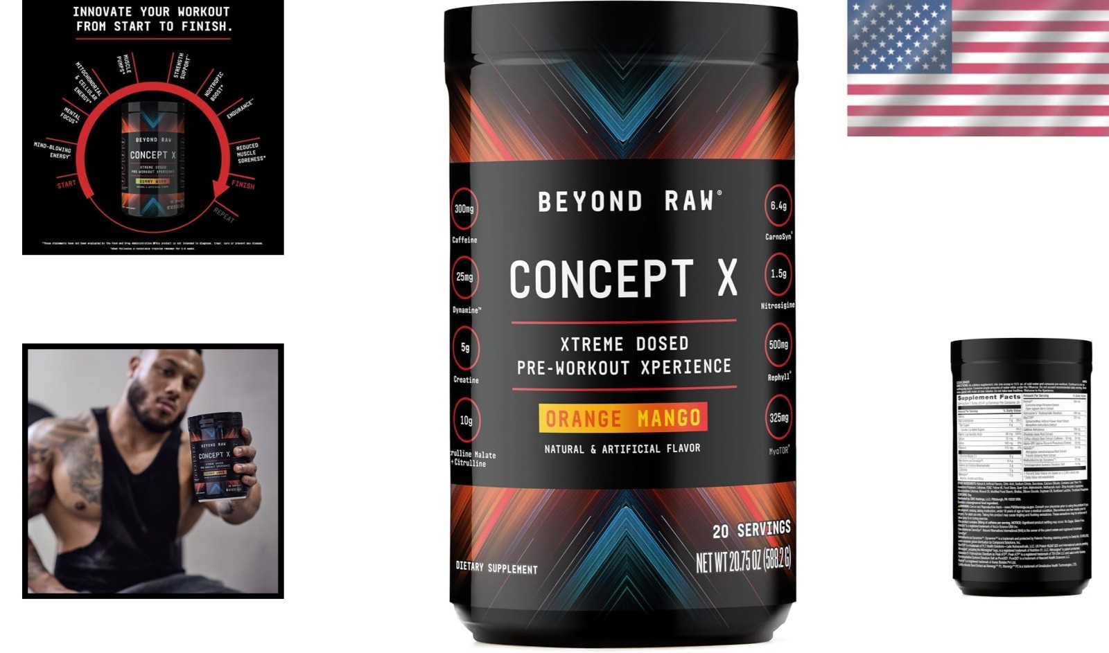 Concept X Pre-Workout Powder: Clinically Formulated, Fast Recovery, 20 Servings