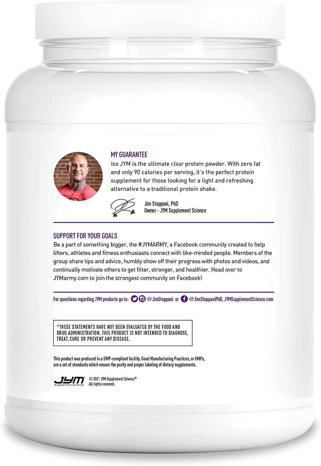 Iso Jym 90 Calories 100% Whey Protein Isolate Zero Fat Zero Sugars Mixes Clear,