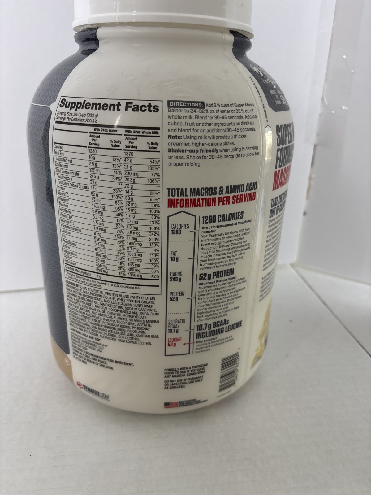 Super Mass Gainer Protein Powder – 1280 Calories, 52g Protein, Gourmet Vanilla