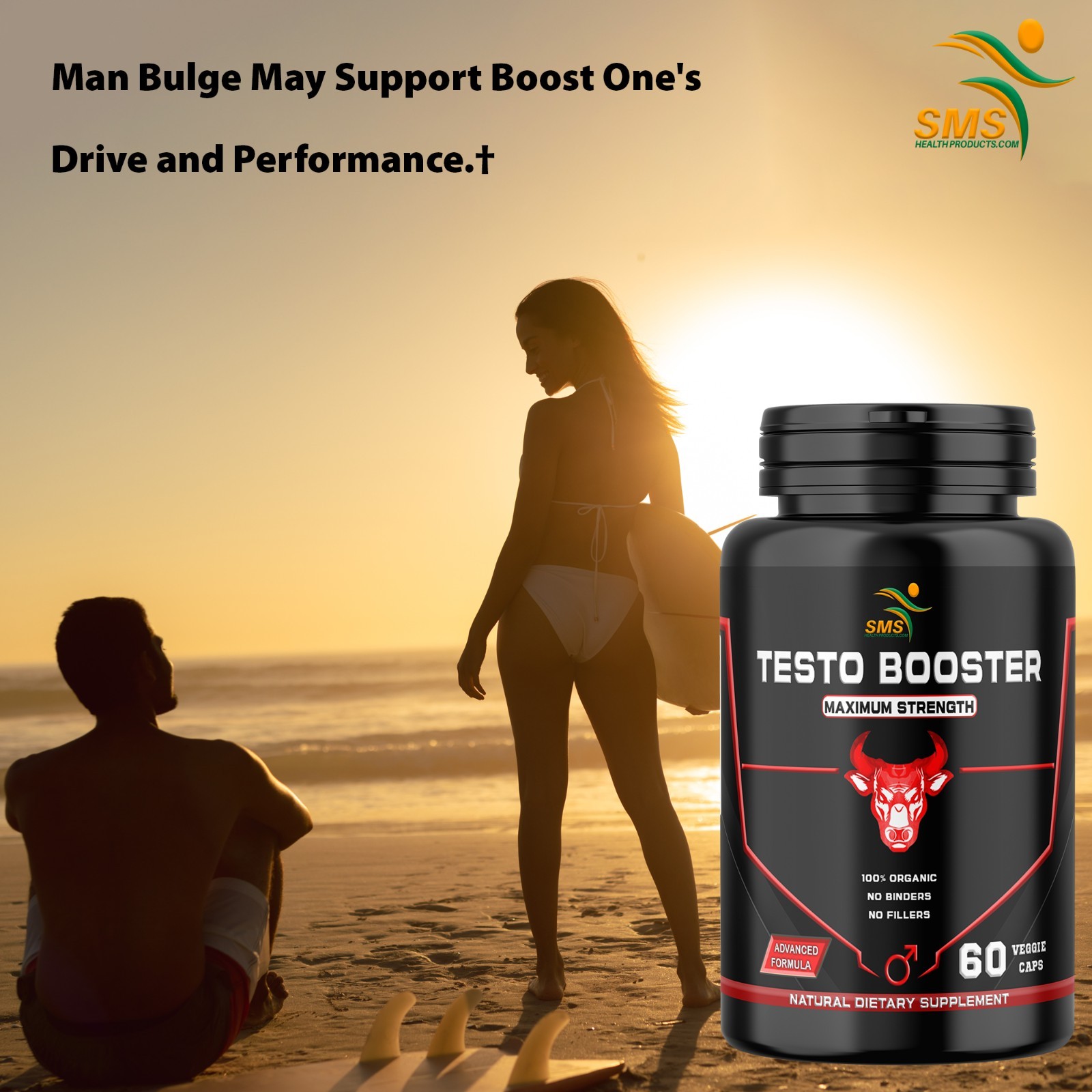 Testo Booster Stamina Energy Performance Pill Organic 60 Veg Capsules By SMS