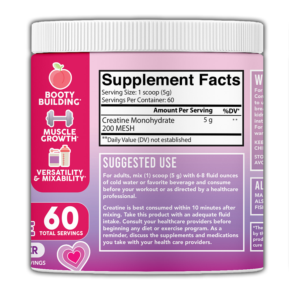 Angry Supplements Better Booty 100% Creatine Monohydrate for Women, 60 Serv 300G