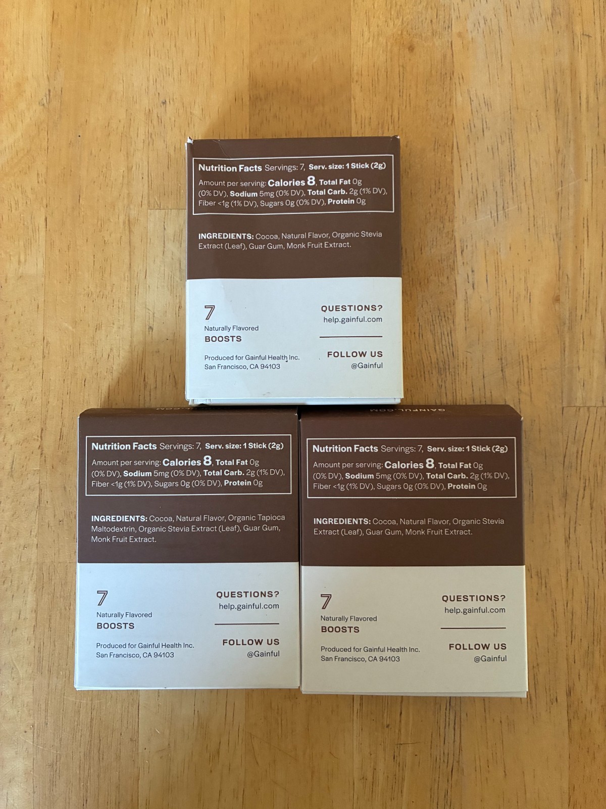 Gainful Rich Cocoa Chocolate Flavor Boost 3 Boxes 7 Pack Each LOT