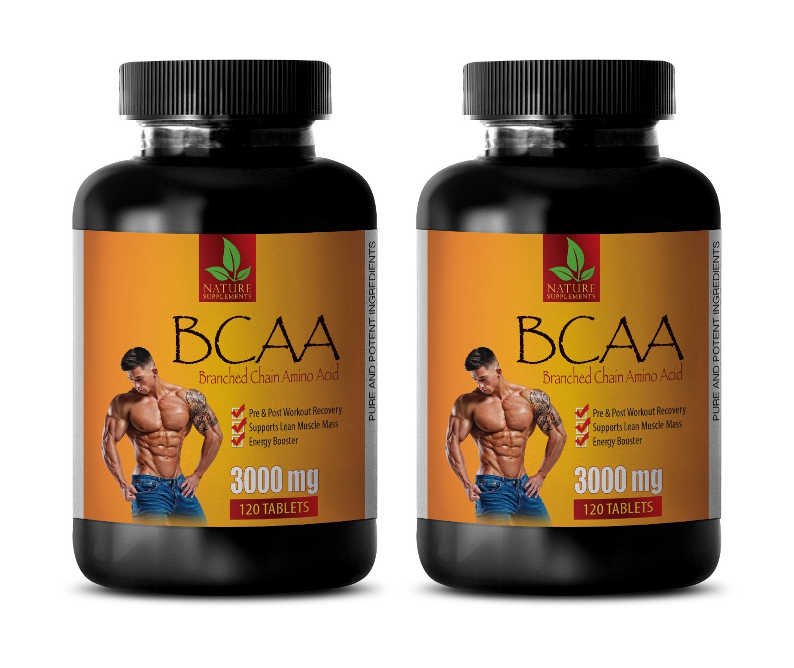 muscle gain – BCAA 3000mg – male stamina pills – 2 Bottles