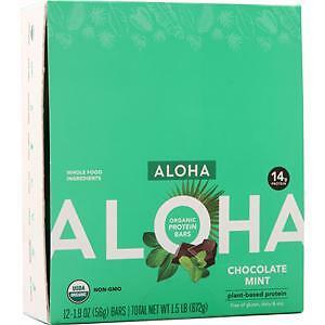 Aloha Organic Protein Bar – Plant Based Chocolate Mint 12 bars