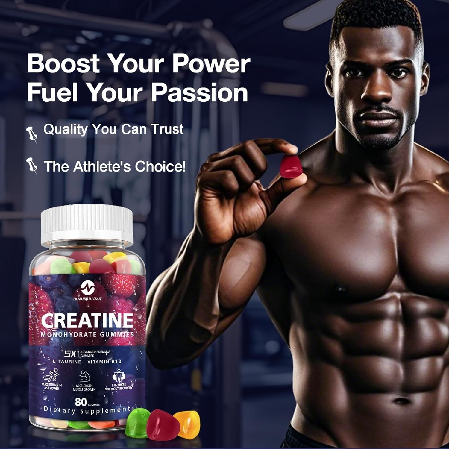 Creatine Monohydrate 5000mg Gummies with BCAA, L-Carnitine, Taurine & Vitamin…