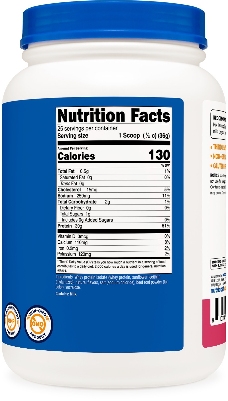 Nutricost Whey Protein Isolate (Strawberry Acai, 2 Pounds)